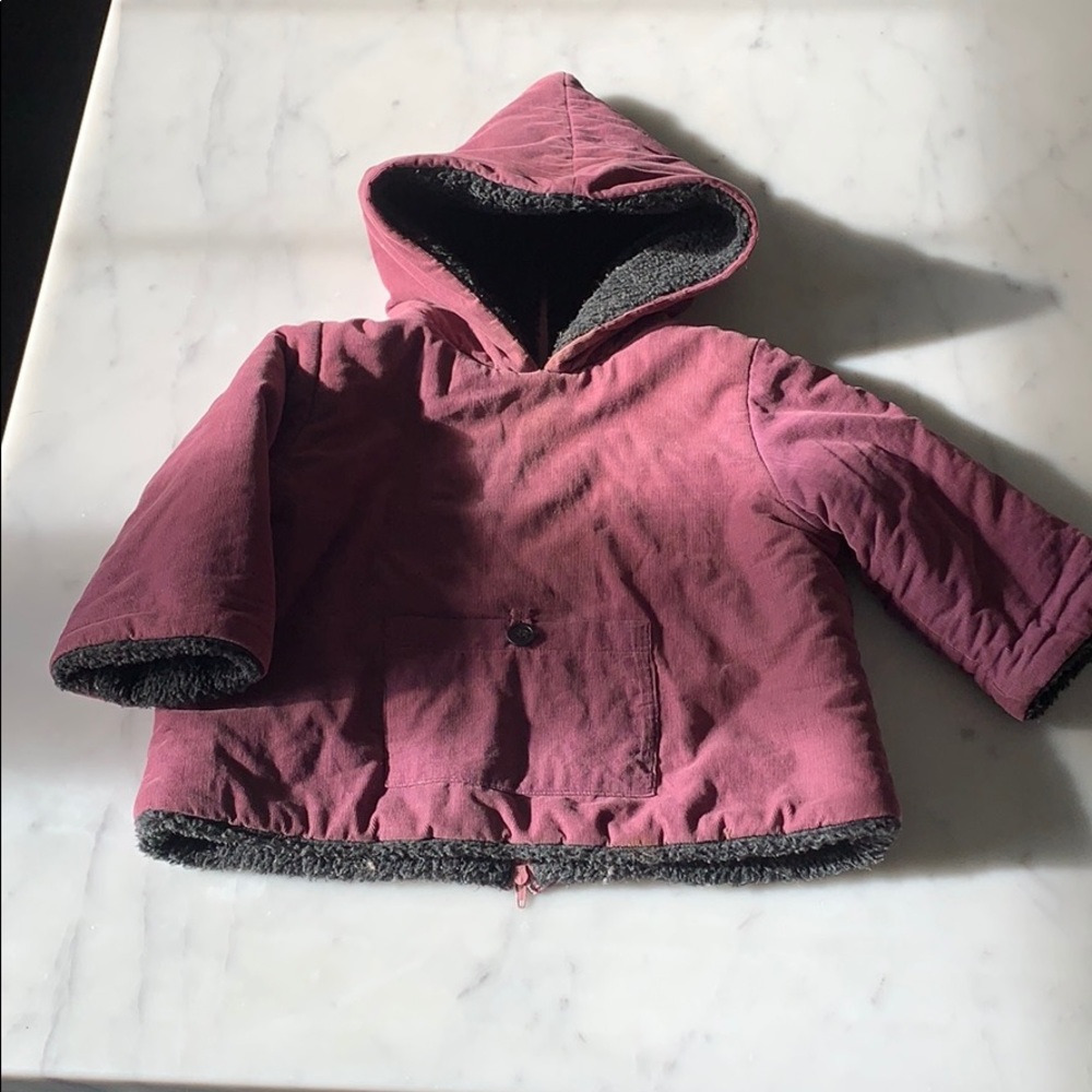 BONTON iconic corduroy and fleece poncho 18m